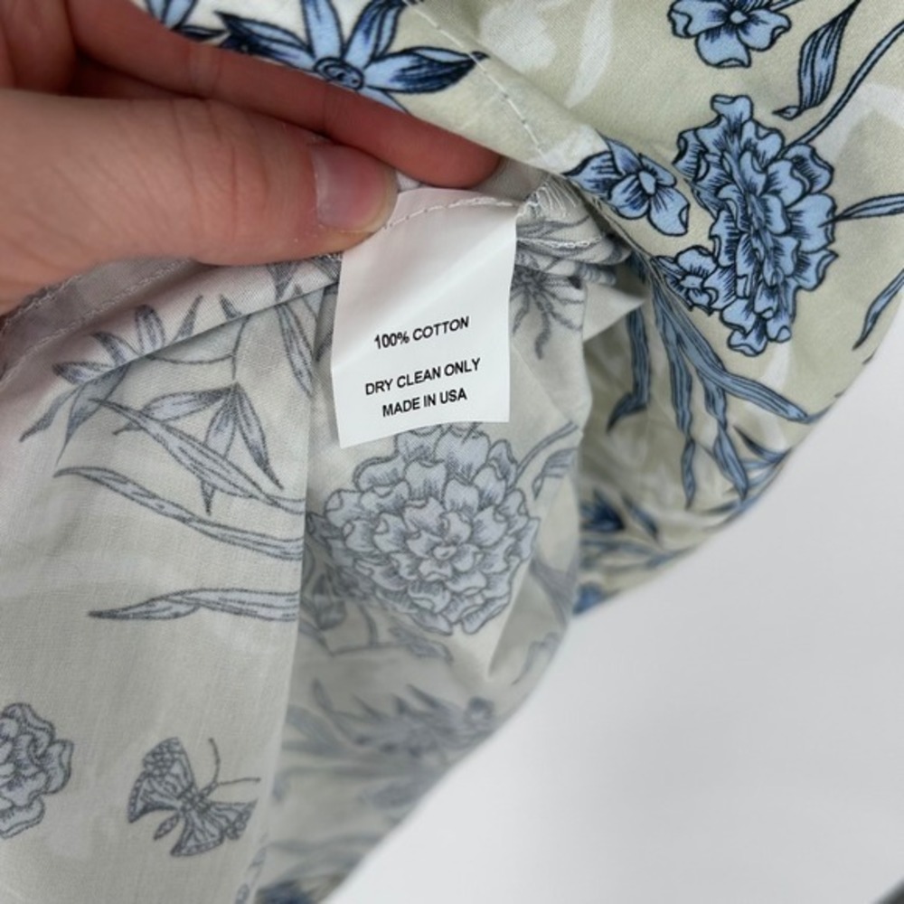Hunter Bell Jenkins Gardenia Mini Dress Floral Blue and Beige Puff Sleeves Large - Picture 6 of 7